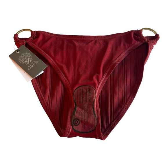 Vince Camuto Ring-accent Rib Knit Jersey Bikini Bottom in Sangria Size Medium - Picture 10 of 12